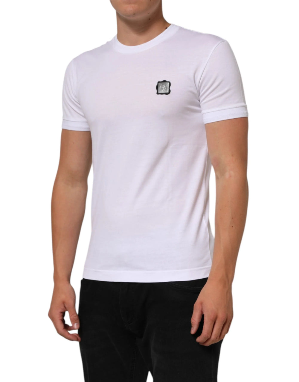 Dolce & Gabbana White Cotton Logo Patch Crew Neck T-shirt - IT44 | XS - T-Shirts