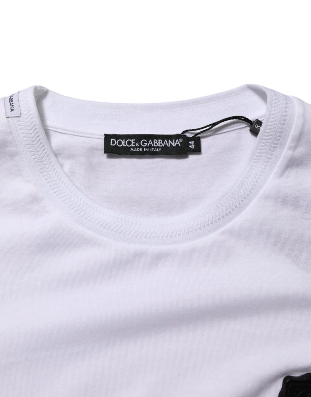 Dolce & Gabbana White Cotton Logo Patch Crew Neck T-shirt - IT44 | XS - T-Shirts