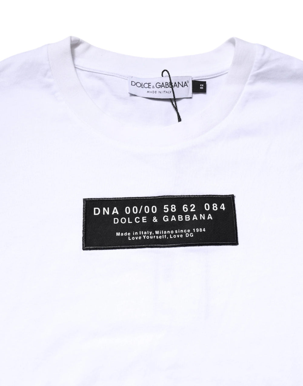 Dolce & Gabbana White Cotton Logo Patch Crew Neck T-shirt - T-Shirts