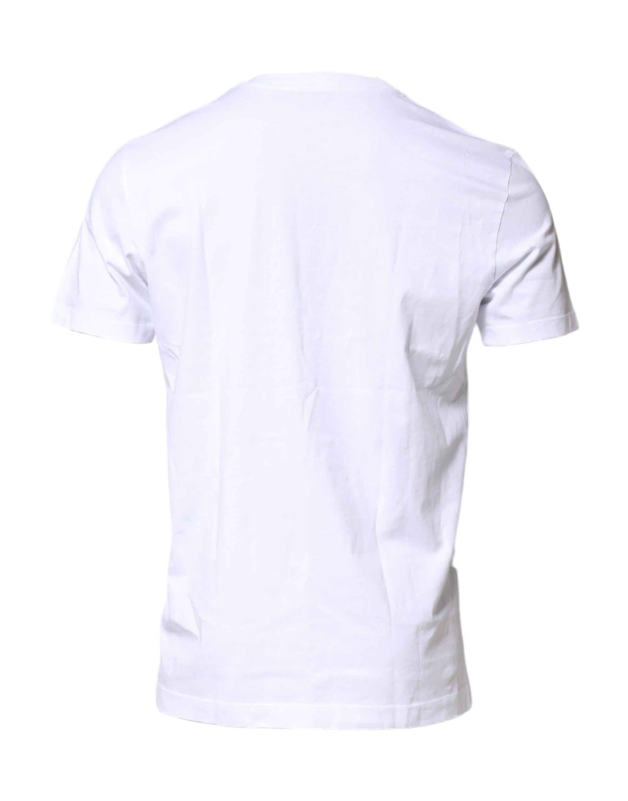Dolce & Gabbana White Cotton Logo Patch Crew Neck T-shirt - T-Shirts