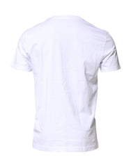Dolce & Gabbana White Cotton Logo Patch Crew Neck T-shirt - T-Shirts