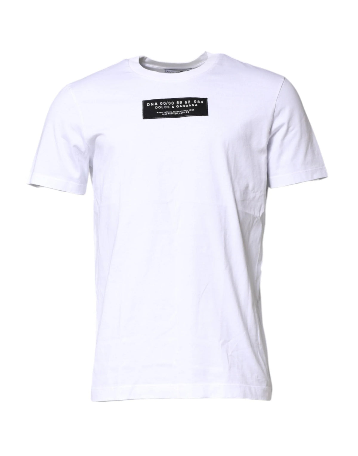 Dolce & Gabbana White Cotton Logo Patch Crew Neck T-shirt - T-Shirts