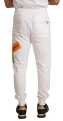 Dolce & Gabbana White Cotton Logo Patch Sweatpants Jogging Pants - IT50 | L - Joggers