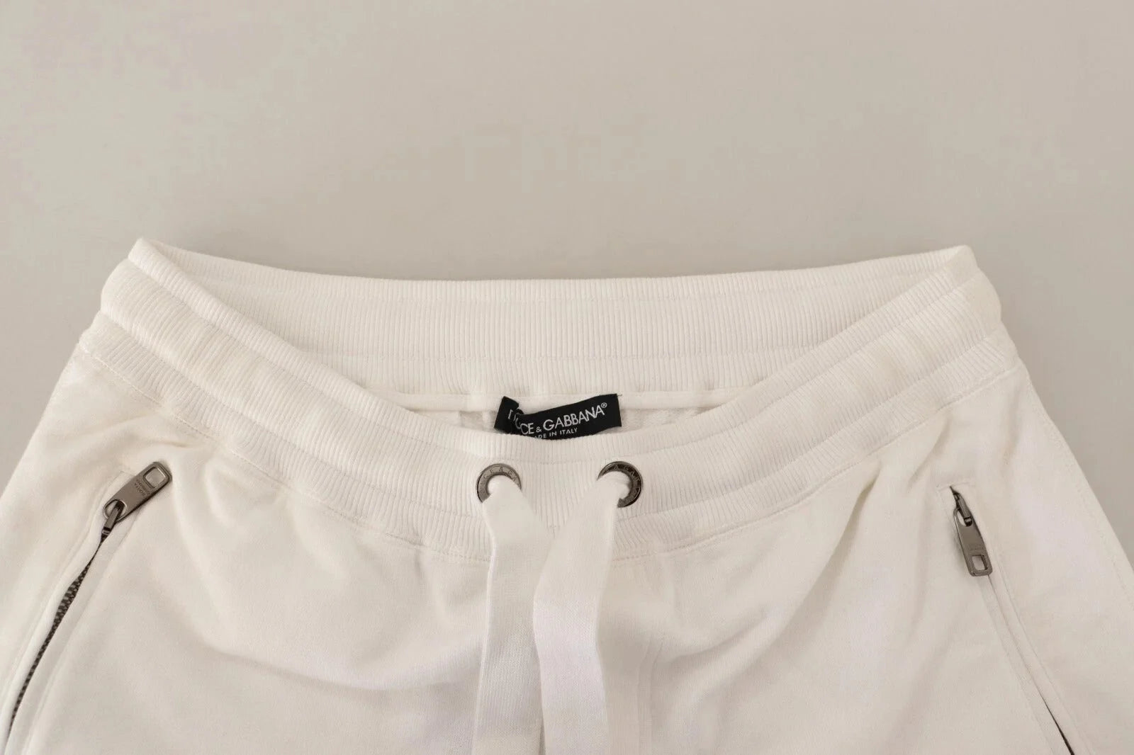 Dolce & Gabbana White Cotton Logo Patch Sweatpants Jogging Pants - IT50 | L