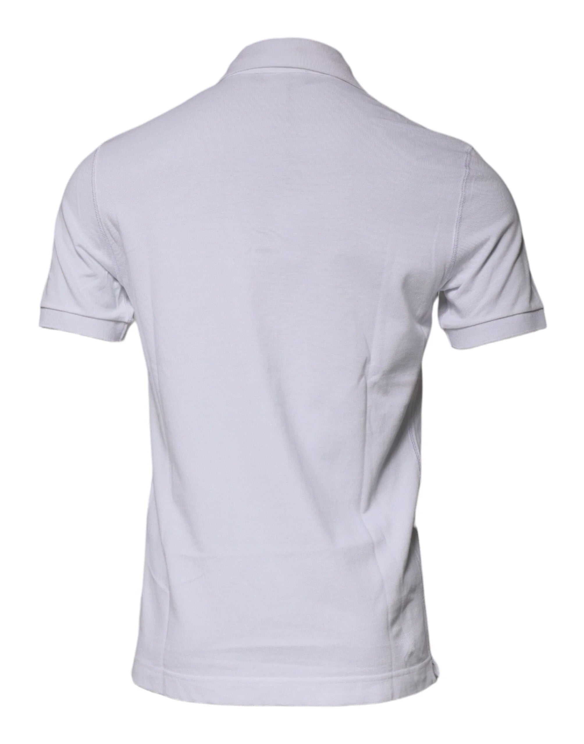 Dolce & Gabbana White Cotton Logo Plaque Collared Polo T-shirt - IT50 | L - Polos