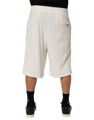 Dolce & Gabbana White Cotton Logo Plaque Men Bermuda Shorts - IT48 | M - Bermudas