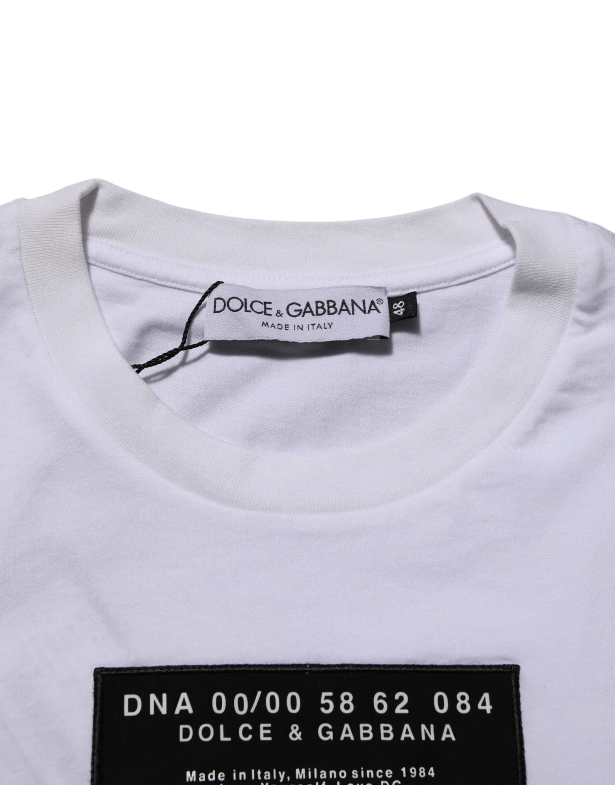 Dolce & Gabbana White Cotton Logo Print Crew Neck Men T-shirt - T-Shirts