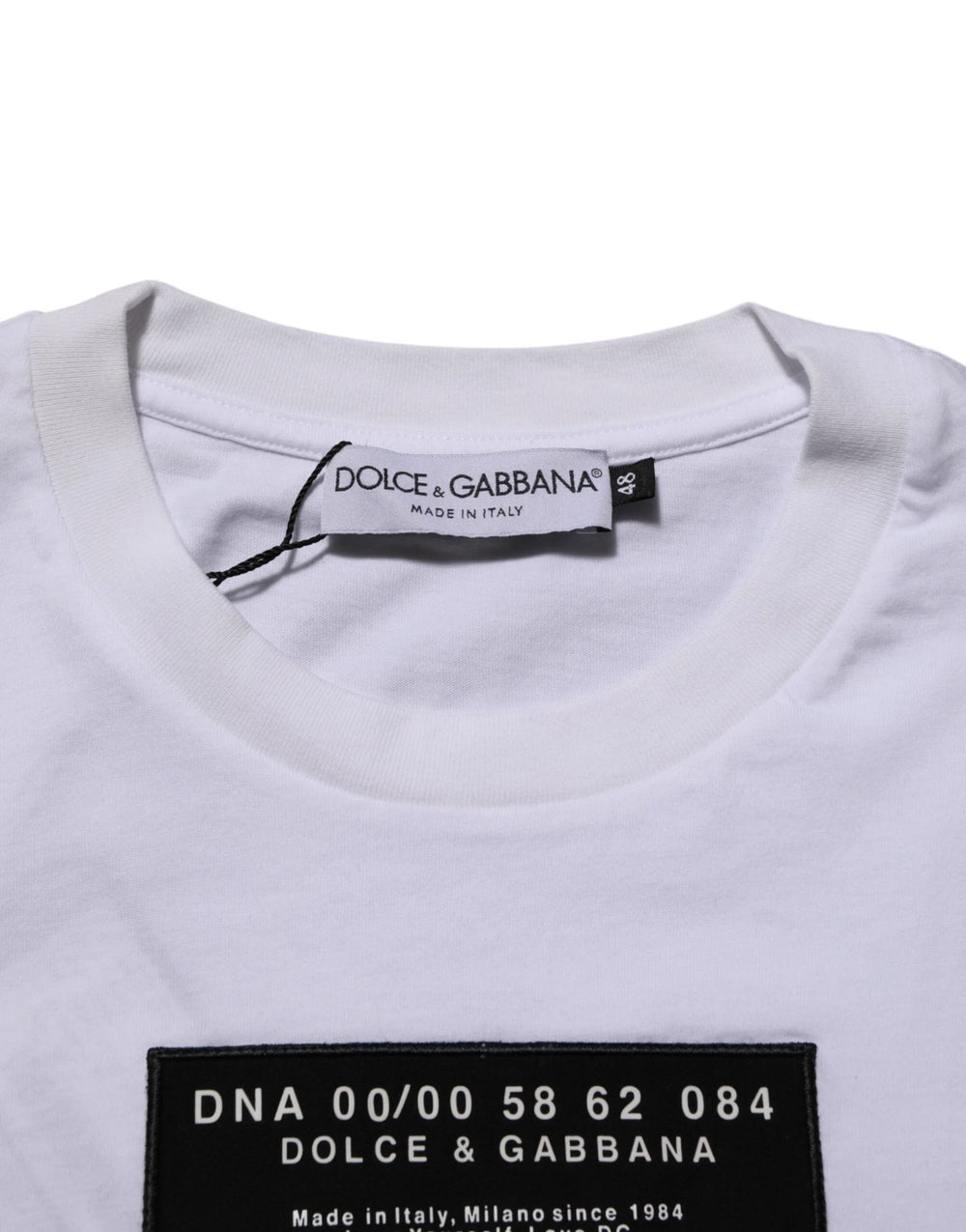 Dolce & Gabbana White Cotton Logo Print Crew Neck Men T-shirt - T-Shirts