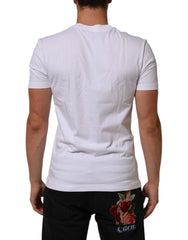 Dolce & Gabbana White Cotton Logo Print Crew Neck Men T-shirt - T-Shirts