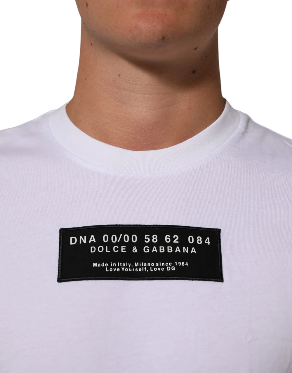 Dolce & Gabbana White Cotton Logo Print Crew Neck Men T-shirt - T-Shirts
