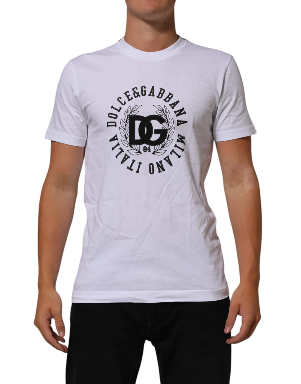 Dolce & Gabbana White Cotton Logo Print Crew Neck T-shirt - IT44 | XS