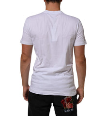 Dolce & Gabbana White Cotton Logo Print Crew Neck T-shirt - IT44 | XS