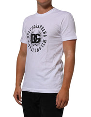 Dolce & Gabbana White Cotton Logo Print Crew Neck T-shirt - IT44 | XS