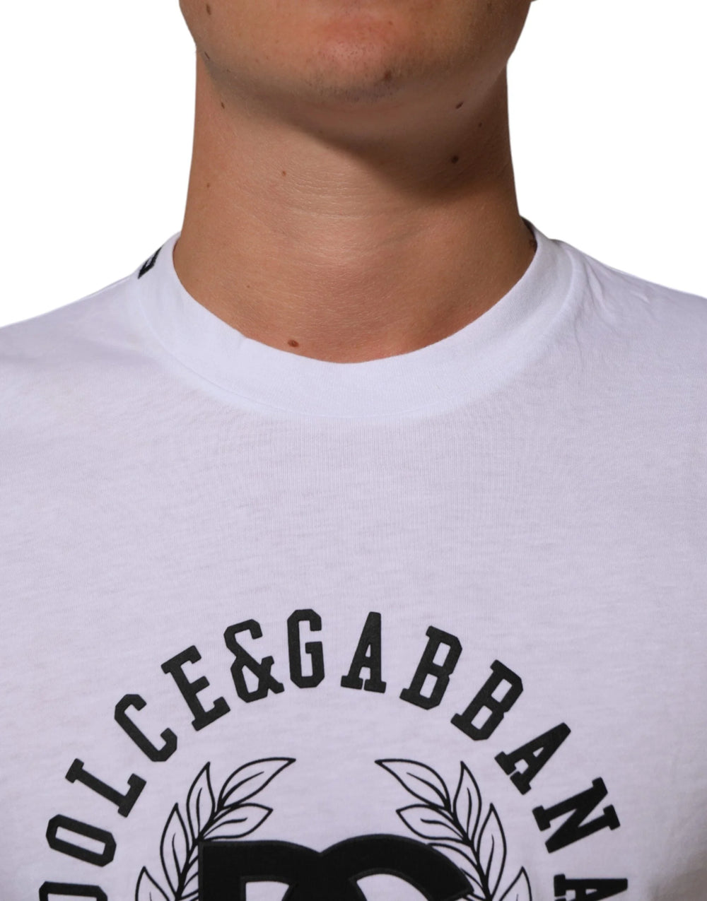 Dolce & Gabbana White Cotton Logo Print Crew Neck T-shirt - IT44 | XS - T-Shirts