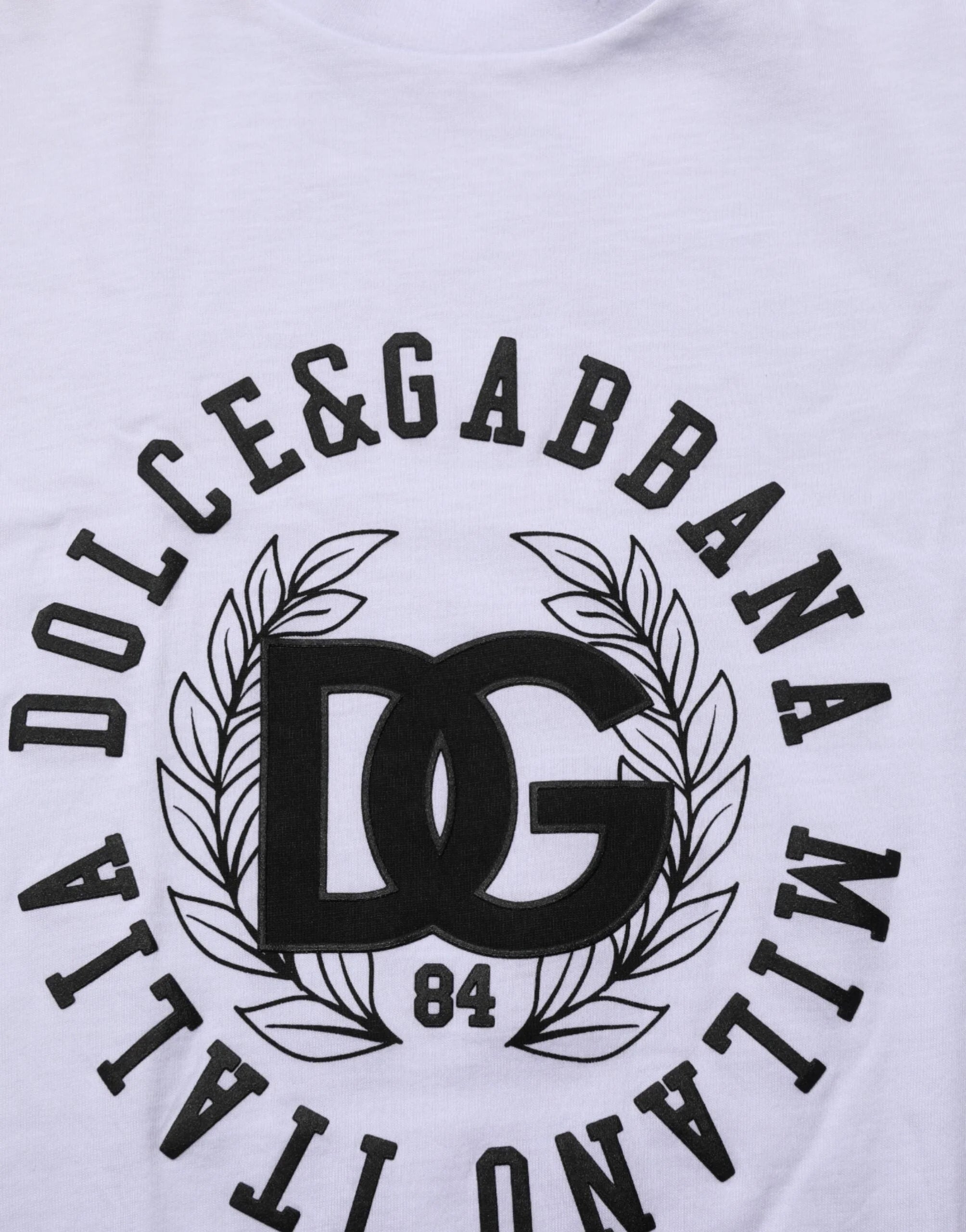Dolce & Gabbana White Cotton Logo Print Crew Neck T-shirt - IT44 | XS