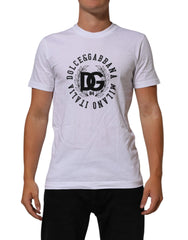 Dolce & Gabbana White Cotton Logo Print Crew Neck T-shirt - IT44 | XS