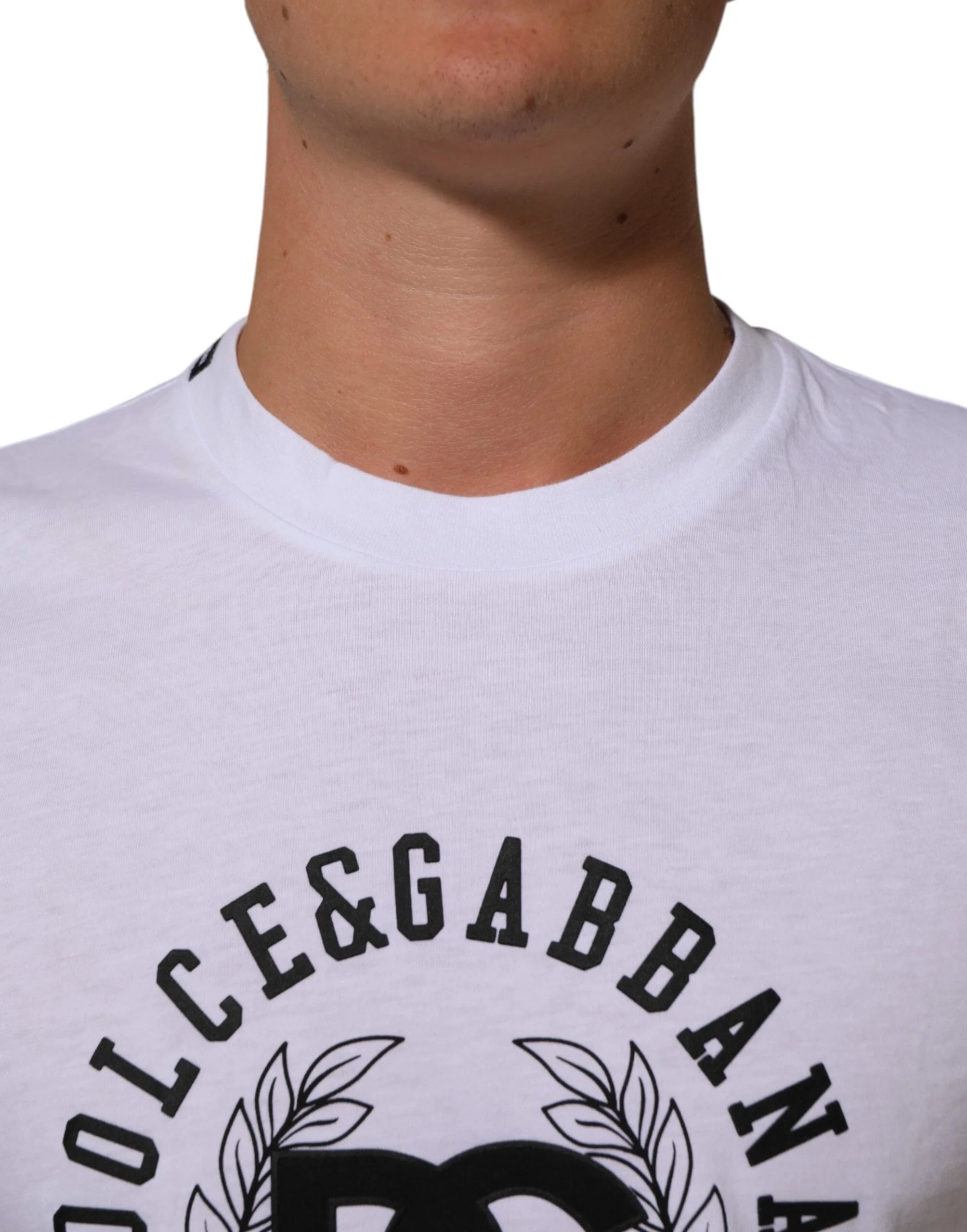 Dolce & Gabbana White Cotton Logo Print Crew Neck T-shirt - IT44 | XS