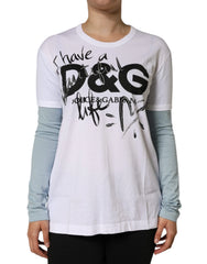 Dolce & Gabbana White Cotton Logo Print Round Neck T-shirt - T-Shirts