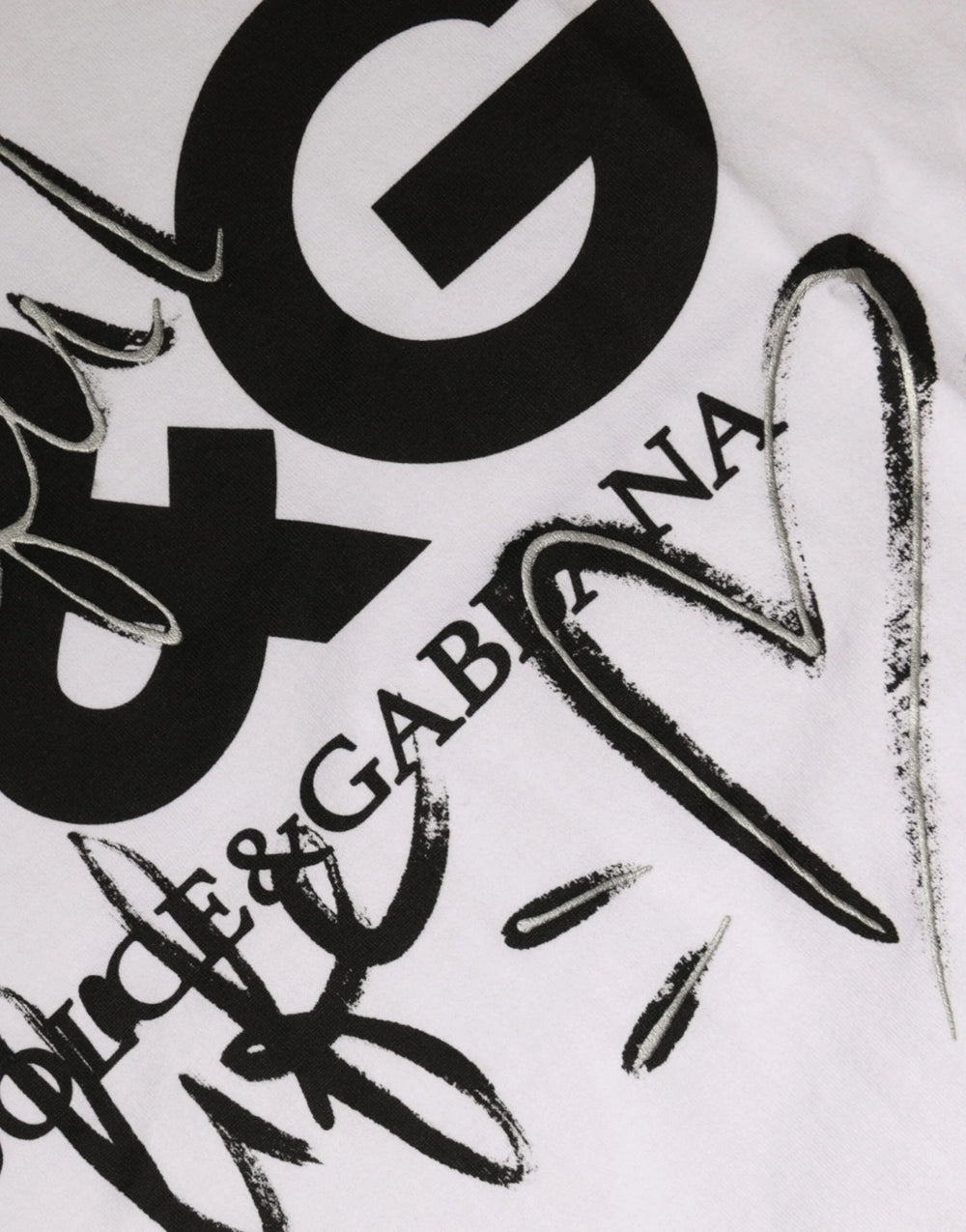 Dolce & Gabbana White Cotton Logo Print Round Neck T-shirt - T-Shirts