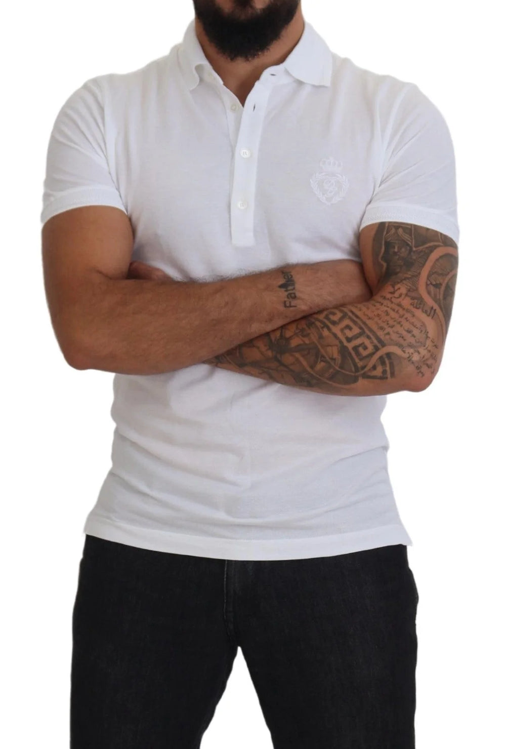 Dolce & Gabbana White Cotton Logo Short Sleeve Polo T-shirt - IT44 | XS - Polos