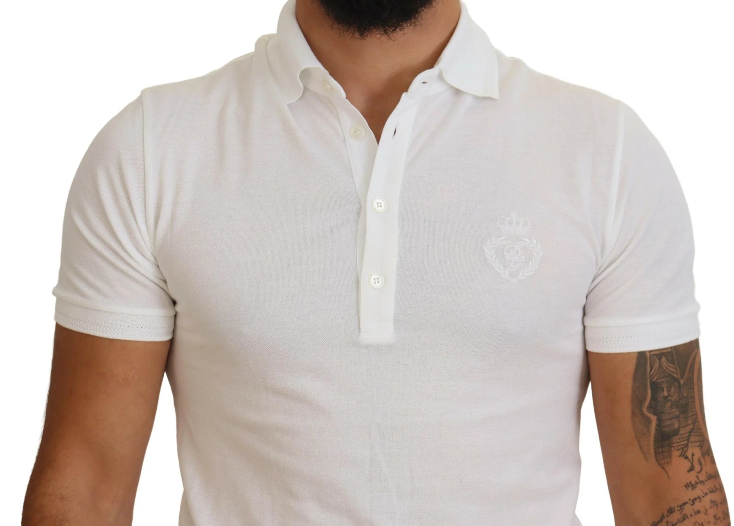 Dolce & Gabbana White Cotton Logo Short Sleeve Polo T-shirt - IT44 | XS - Polos