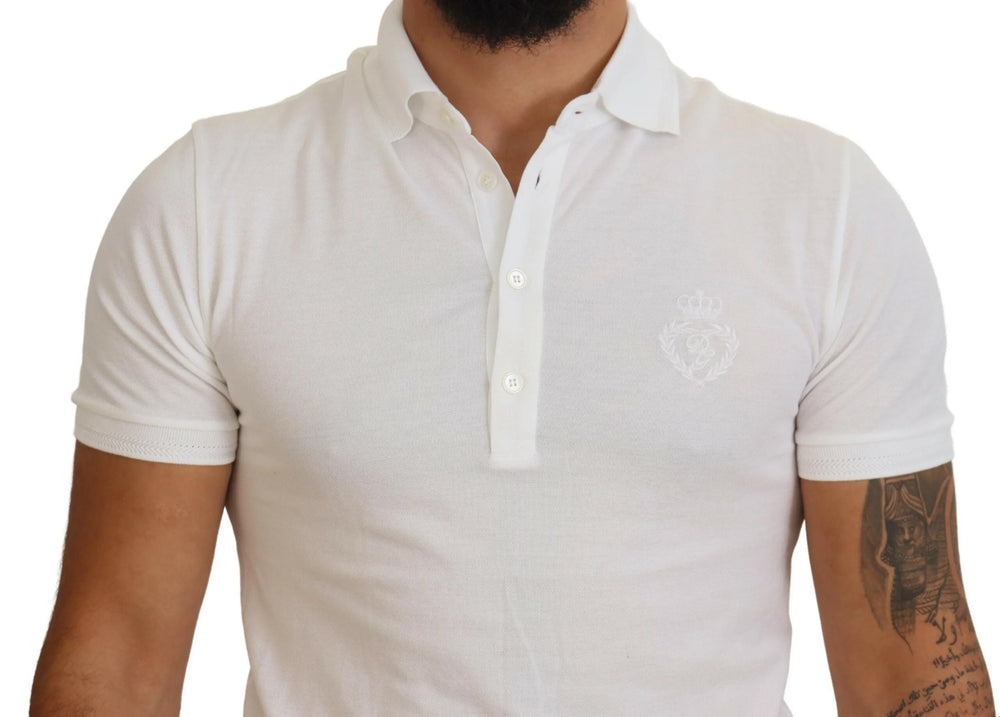 Dolce & Gabbana White Cotton Logo Short Sleeve Polo T-shirt - IT44 | XS - Polos