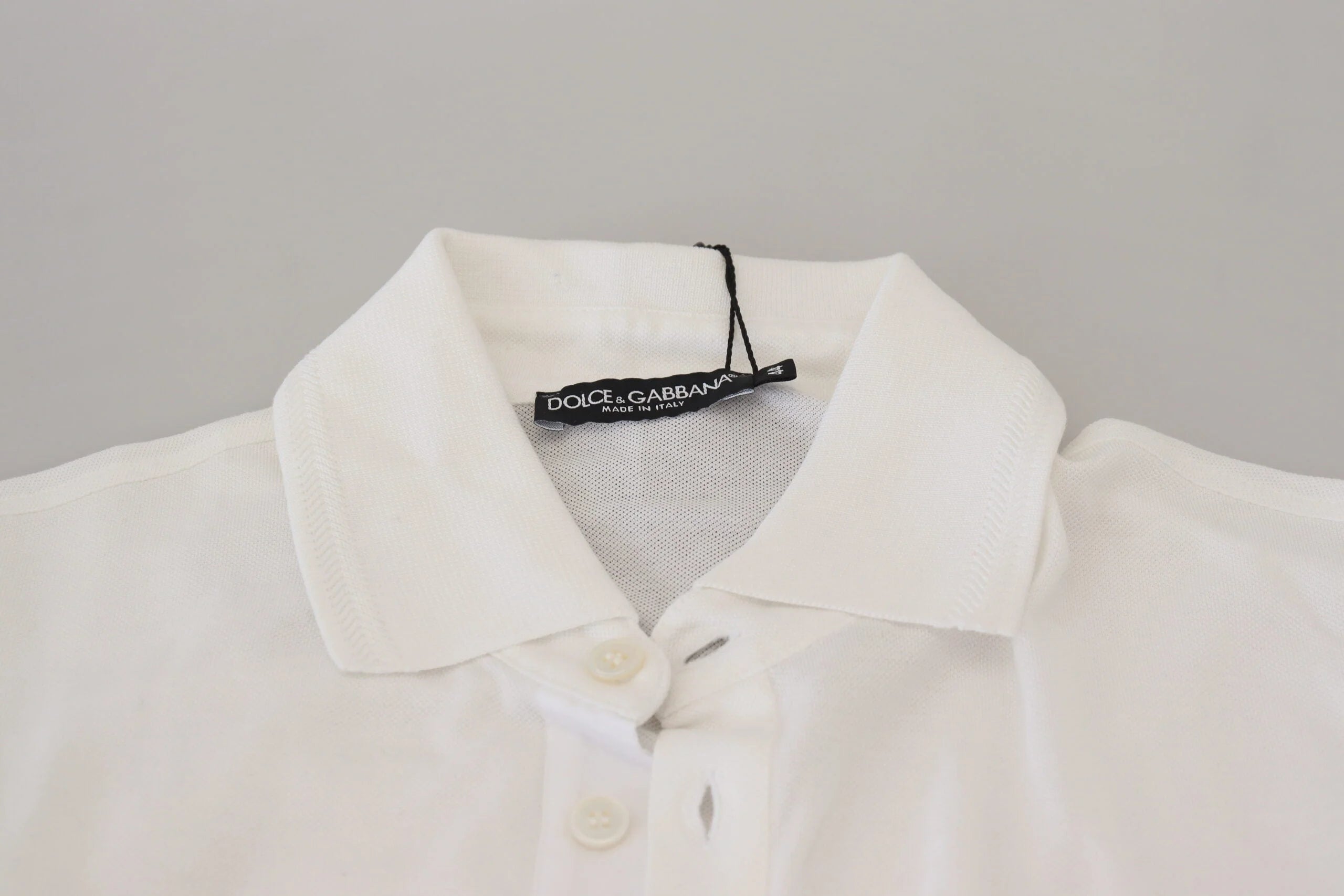 Dolce & Gabbana White Cotton Logo Short Sleeve Polo T-shirt - IT44 | XS - Polos