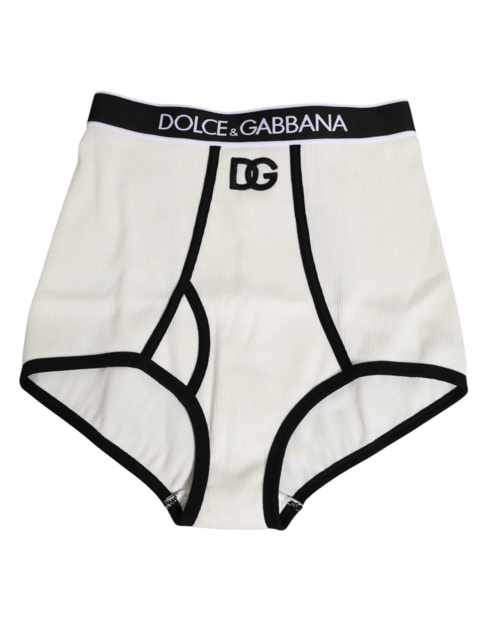Dolce & Gabbana Fehér Pamut Logós Derékszíjú Culotte Alsónemű - IT2 | S