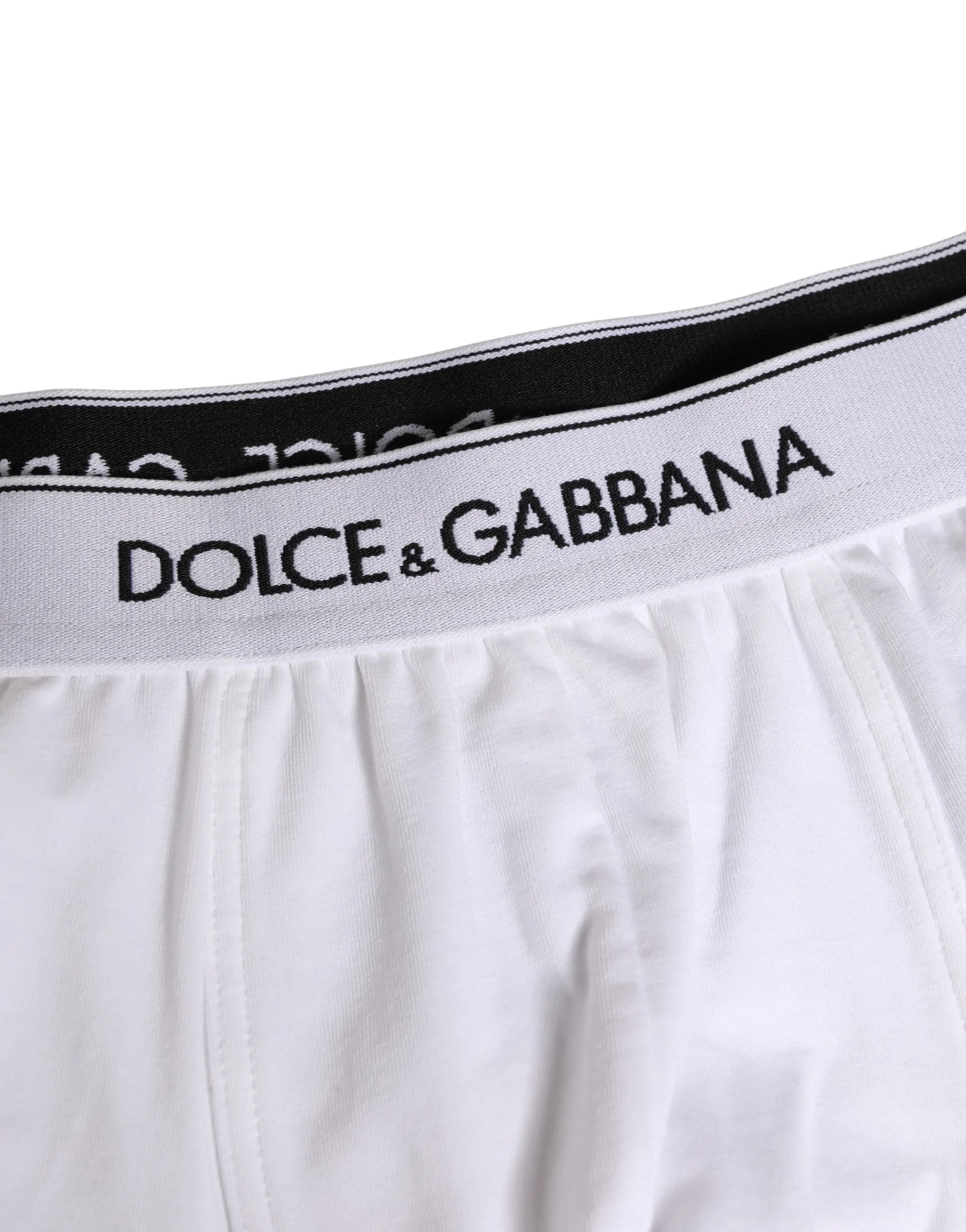 Dolce & Gabbana Fehér Pamut Logós Derékszíjú Klasszikus Boxeralszemű Alsónemű - IT4 | L