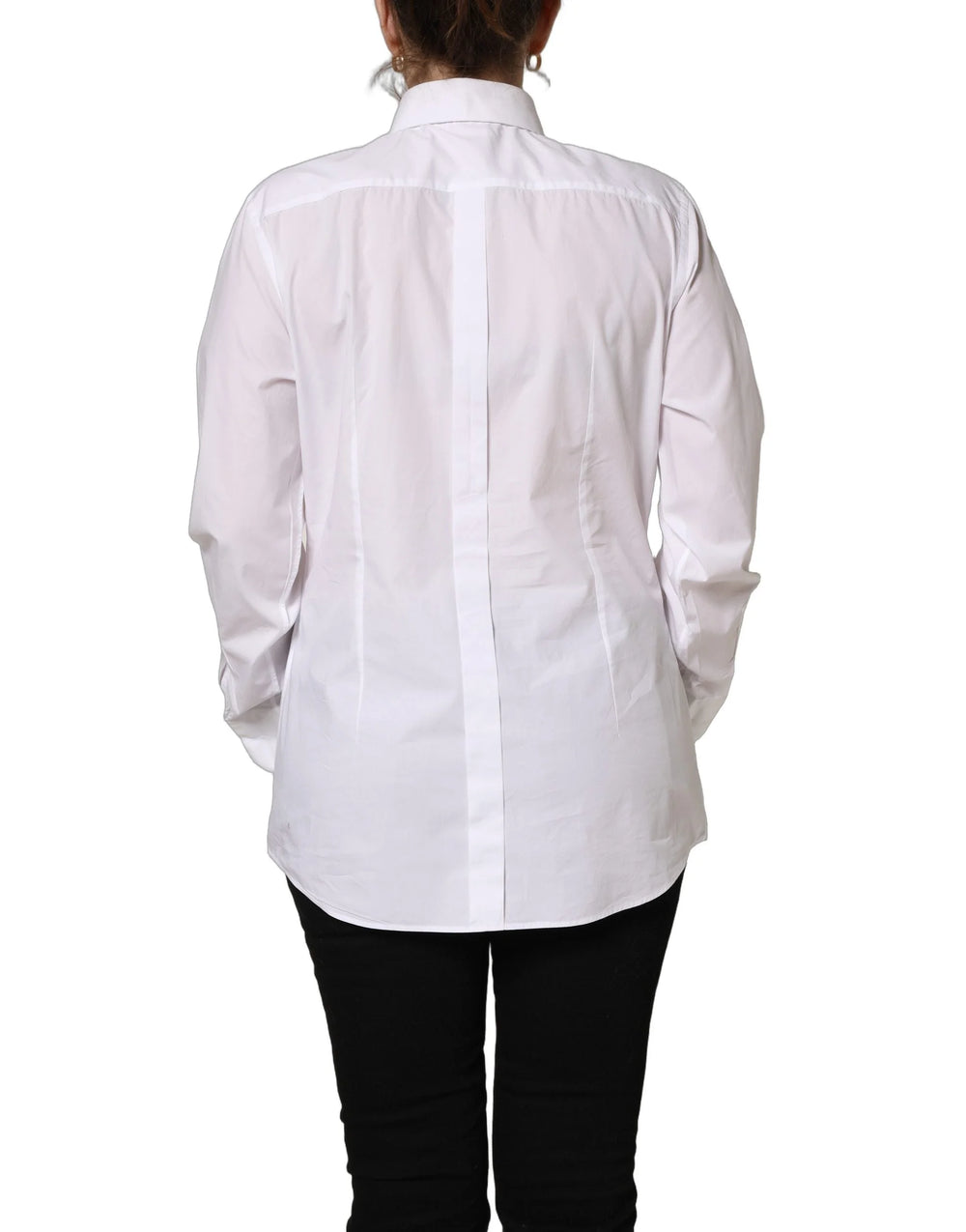 Dolce & Gabbana White Cotton Long Sleeve Button-Up Shirt Top