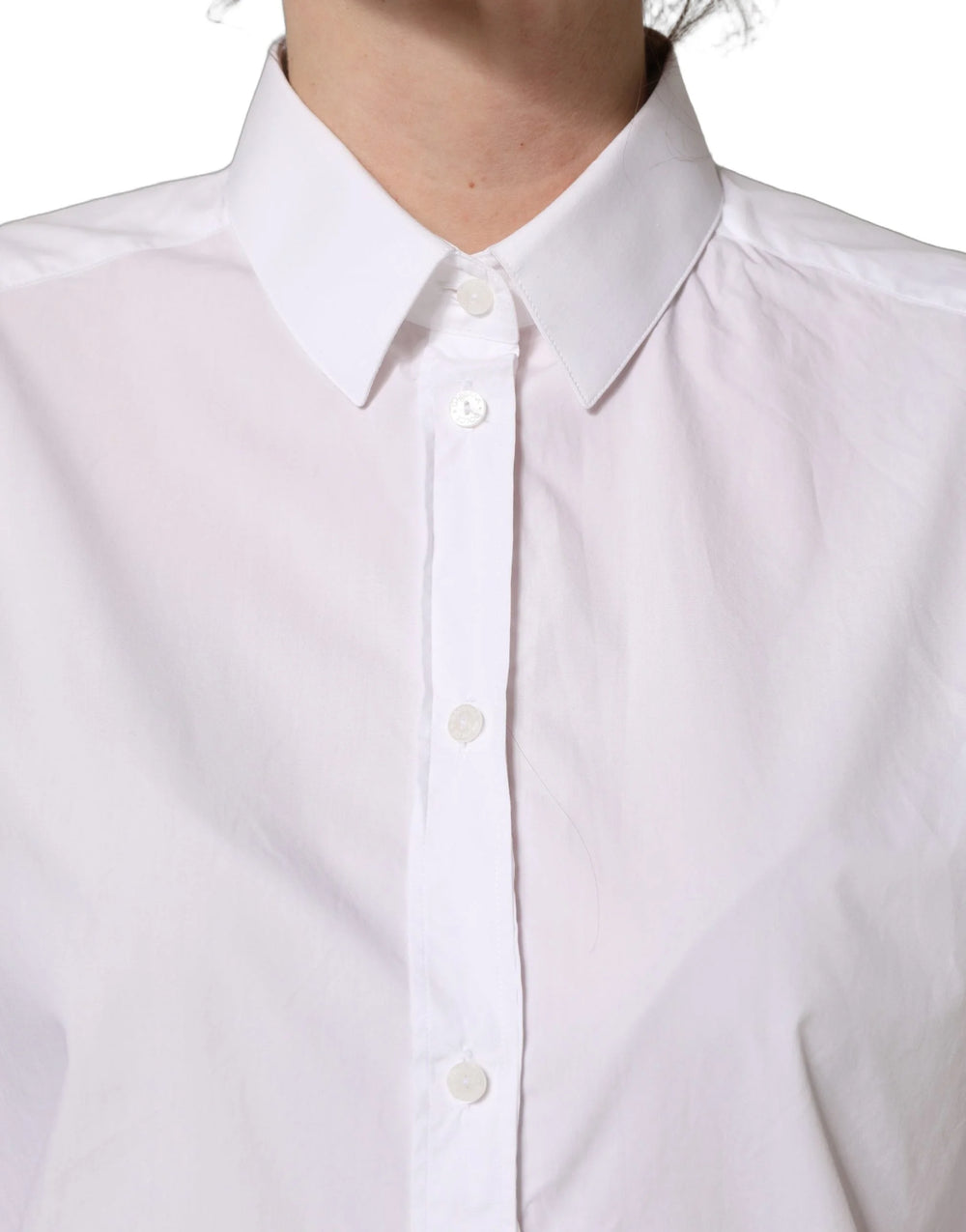 Dolce & Gabbana White Cotton Long Sleeve Button-Up Shirt Top