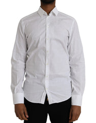 Dolce & Gabbana White Cotton Long Sleeve Dress GOLD Shirt - Shirts