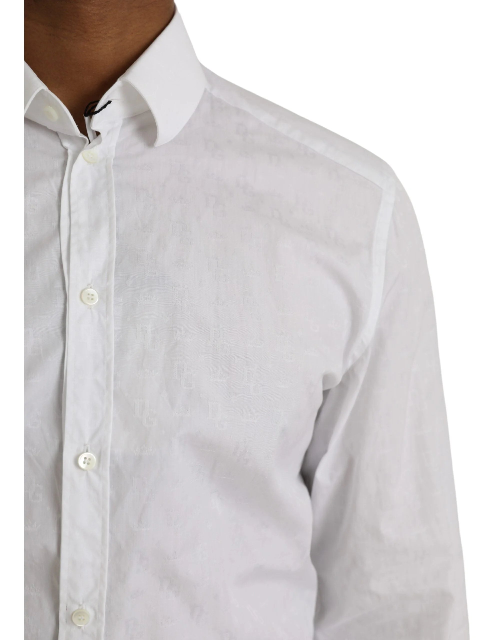 Dolce & Gabbana White Cotton Long Sleeve Dress GOLD Shirt - Shirts