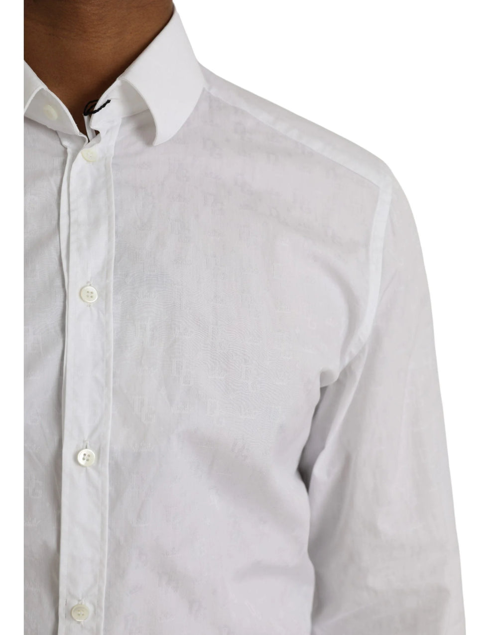 Dolce & Gabbana White Cotton Long Sleeve Dress GOLD Shirt - Shirts