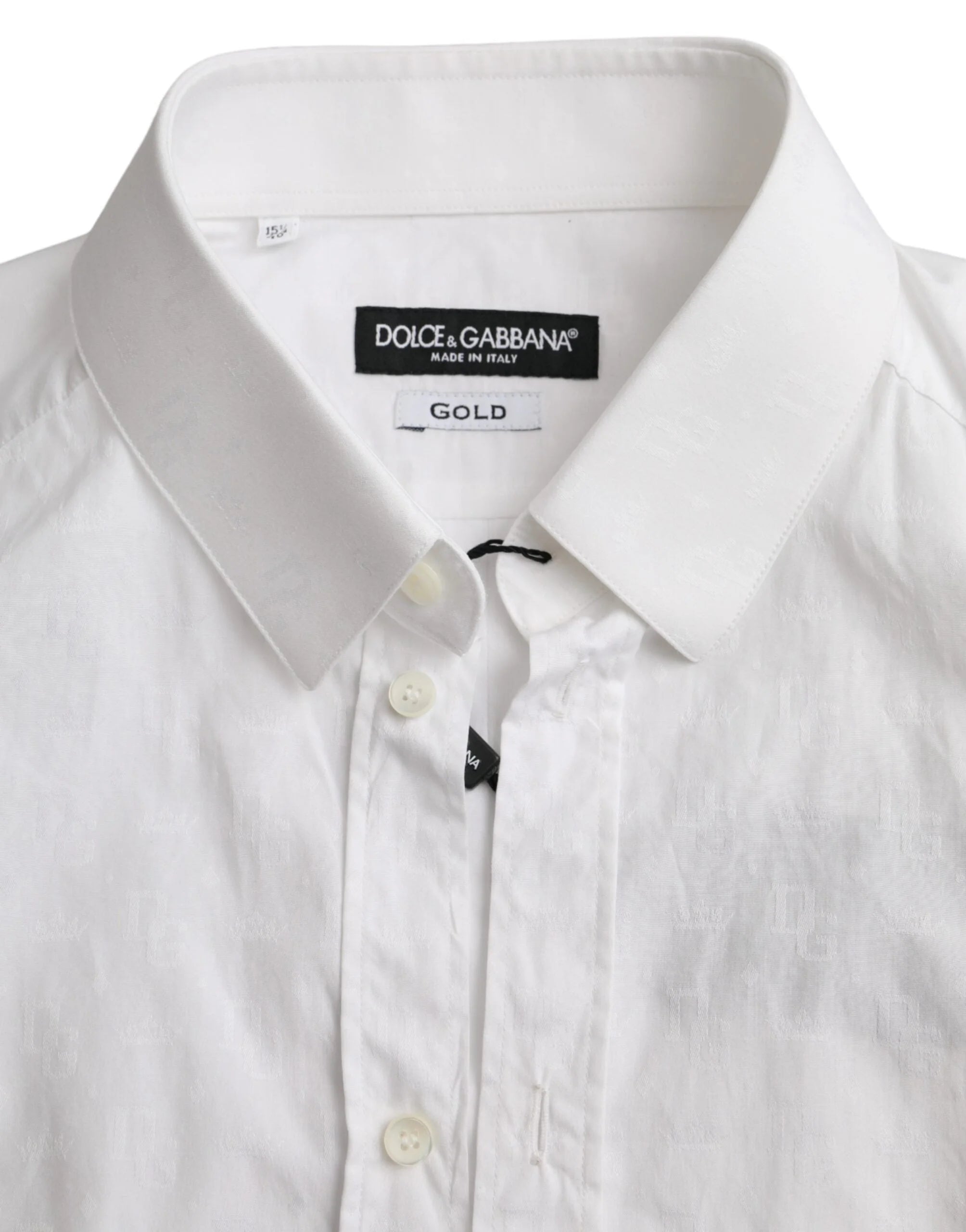 Dolce & Gabbana White Cotton Long Sleeve Dress GOLD Shirt - Shirts