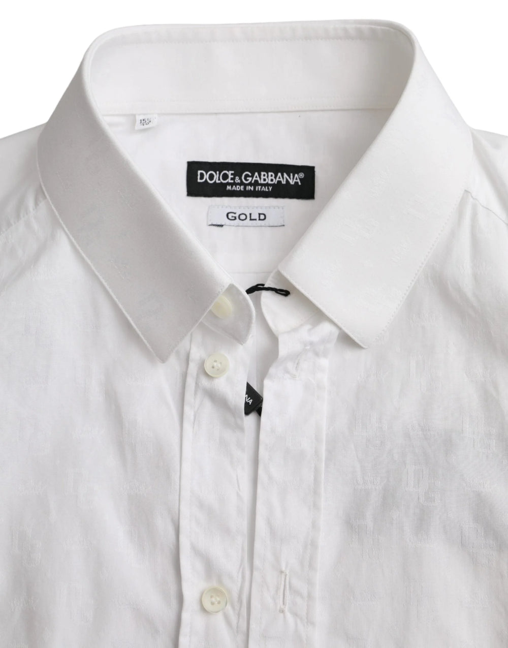Dolce & Gabbana White Cotton Long Sleeve Dress GOLD Shirt - Shirts