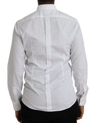 Dolce & Gabbana White Cotton Long Sleeve Dress GOLD Shirt - Shirts