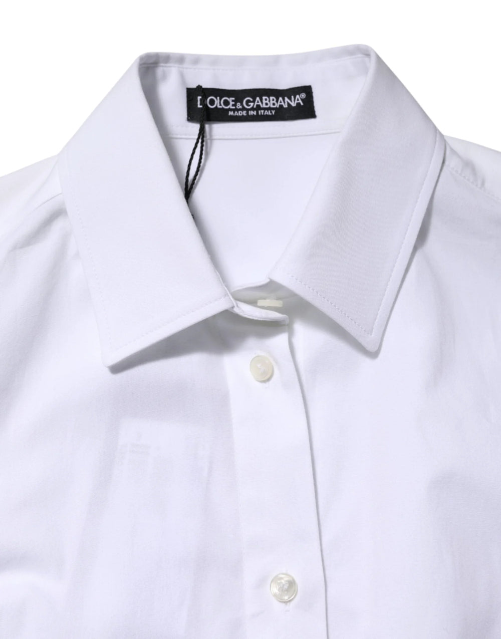 Dolce & Gabbana White Cotton Long Sleeves Collared Shirt Top - IT36|XXS - Shirts