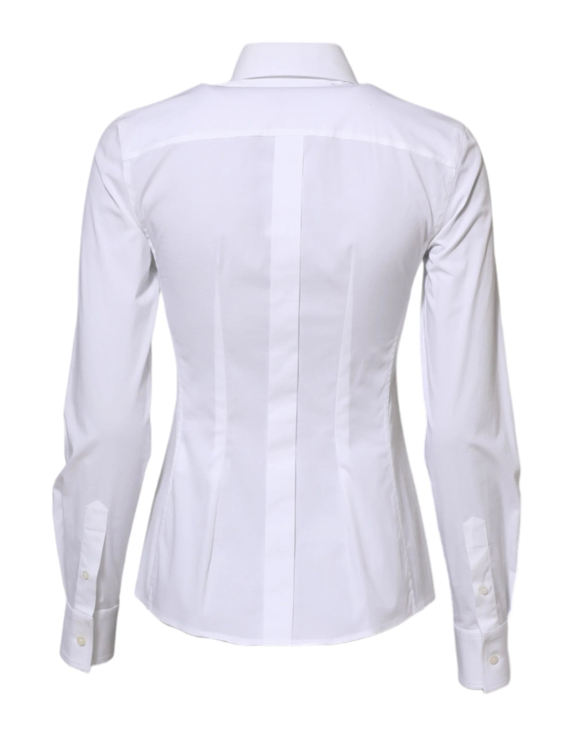 Dolce & Gabbana White Cotton Long Sleeves Collared Shirt Top - IT36|XXS - Shirts