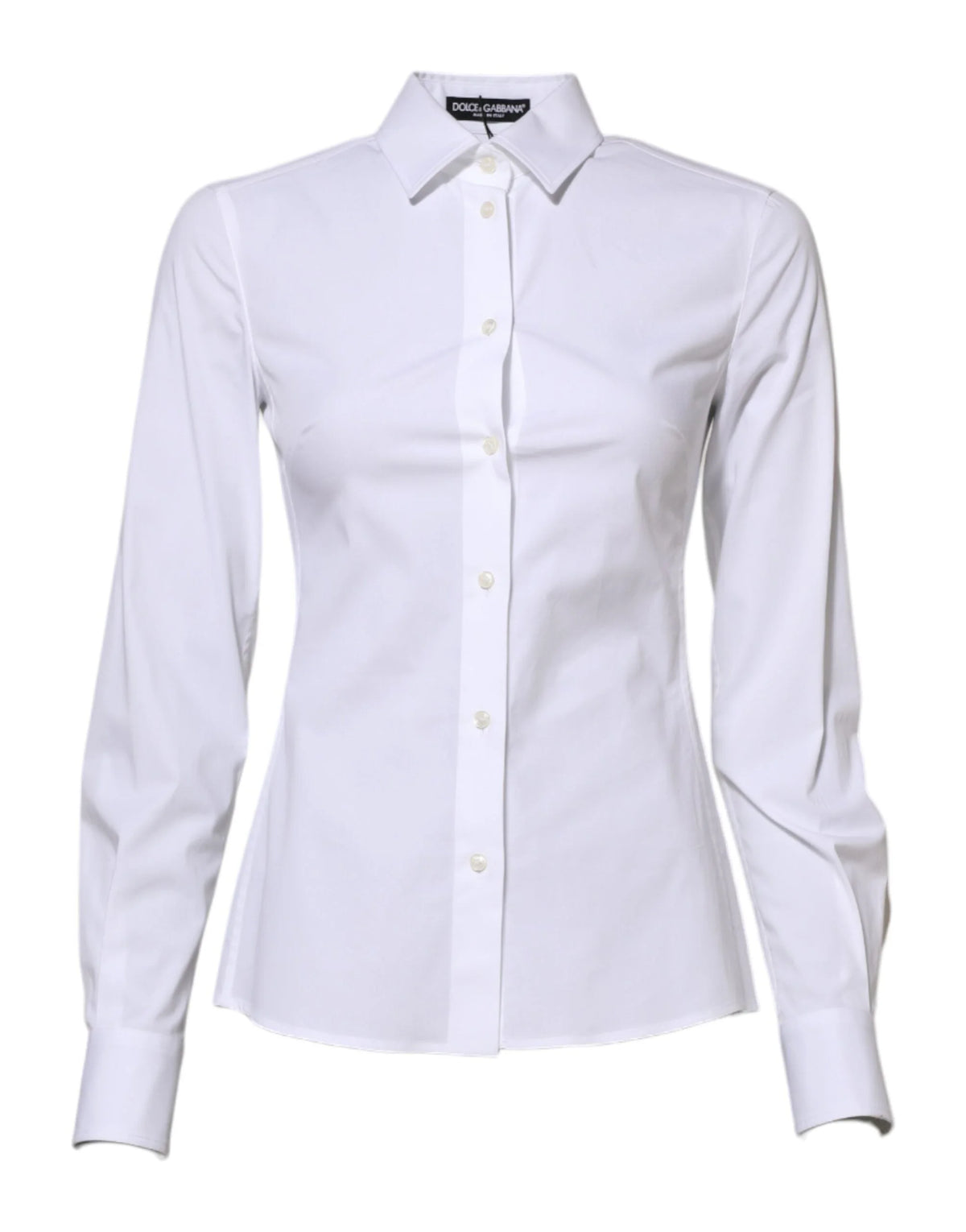 Dolce & Gabbana White Cotton Long Sleeves Collared Shirt Top - IT36|XXS - Shirts