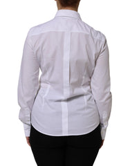 Dolce & Gabbana White Cotton Long Sleeves Collared Top Shirt - Shirts