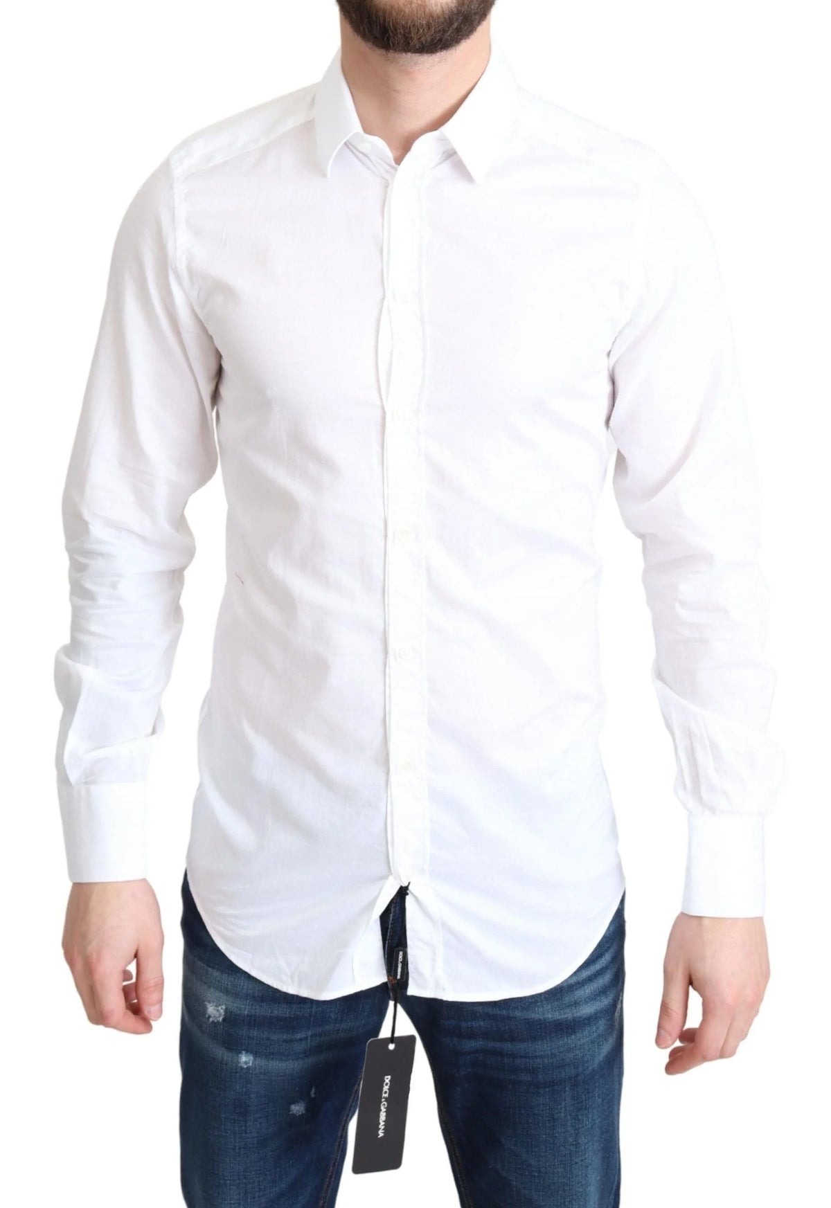 Dolce & Gabbana White Cotton Long Sleeves Formal Shirt - IT37 | XS - Shirts