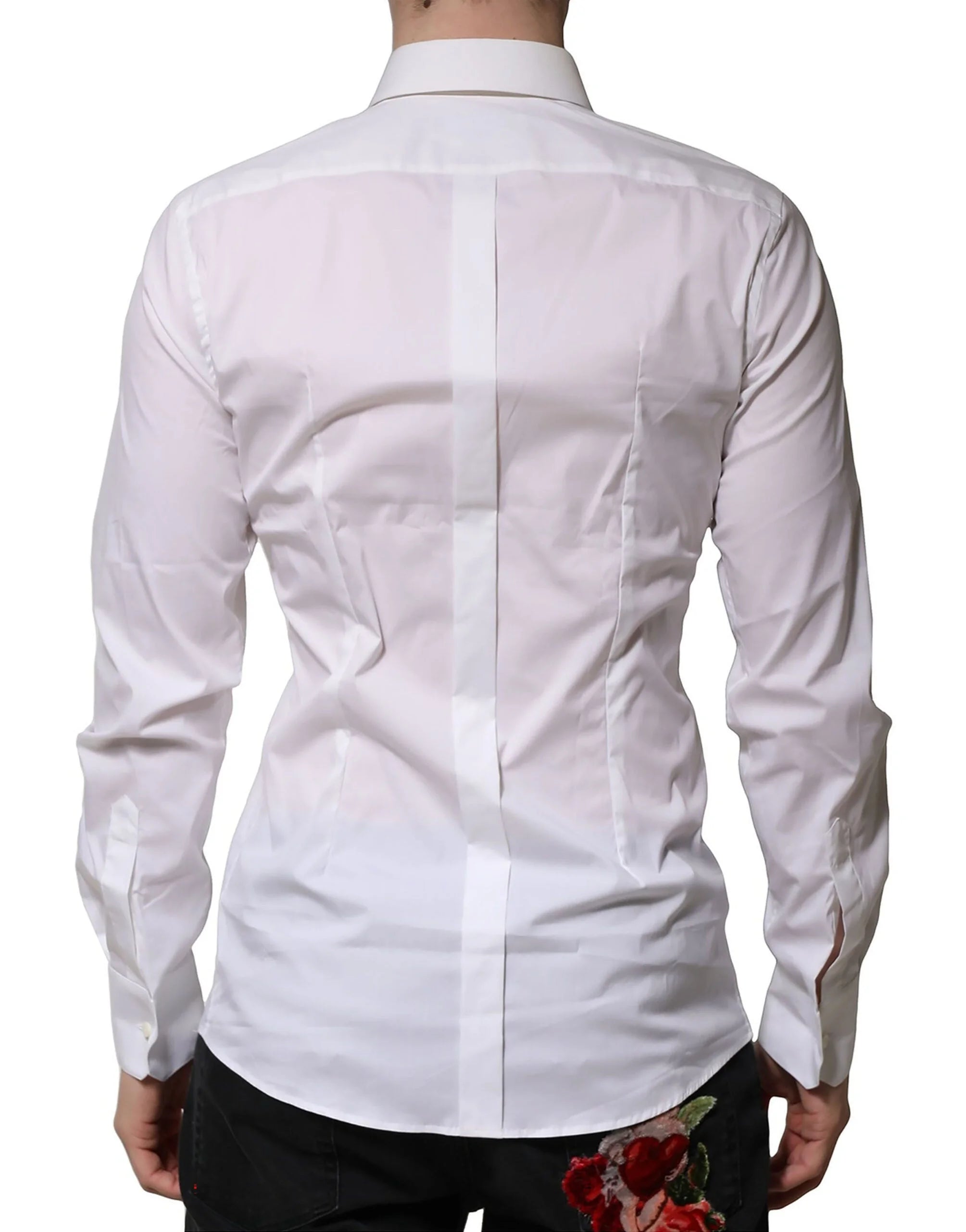 Dolce & Gabbana White Cotton Long Sleeves GOLD Formal Shirt - IT37 | XS - Shirts