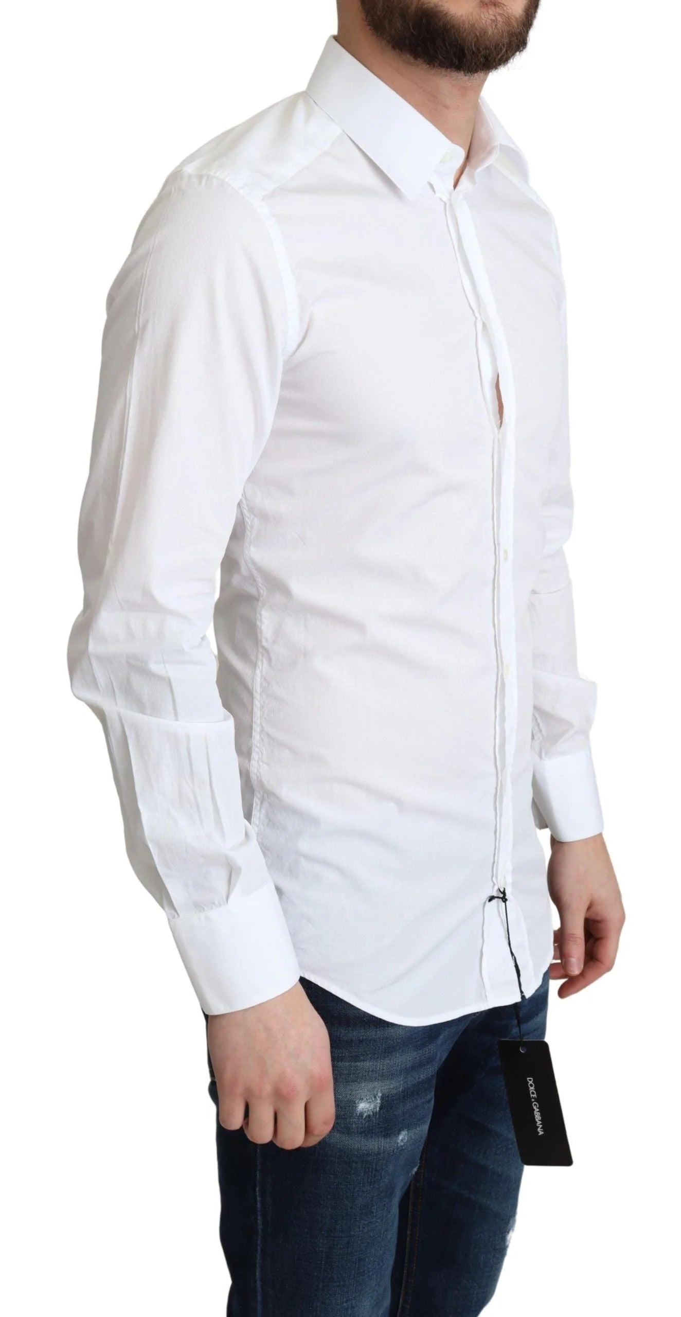 Dolce & Gabbana White Cotton Long Sleeves Men Formal Shirt - IT37 | XS - Shirts