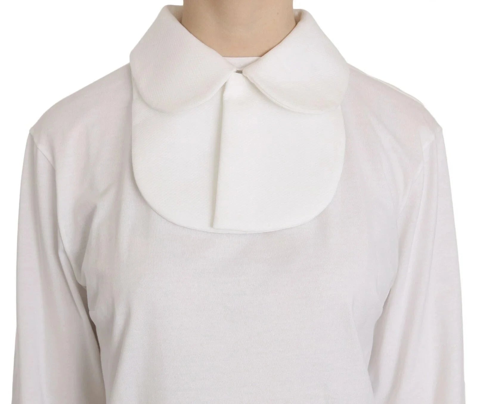 Dolce & Gabbana White Cotton Longsleeve Collared Blouse - IT40|S