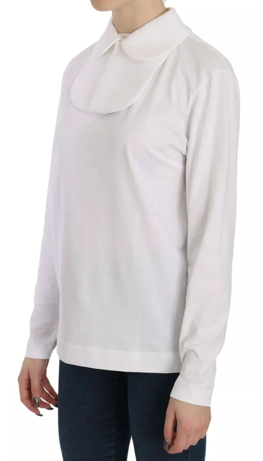 Dolce & Gabbana White Cotton Longsleeve Collared Blouse - IT40|S - Blouses