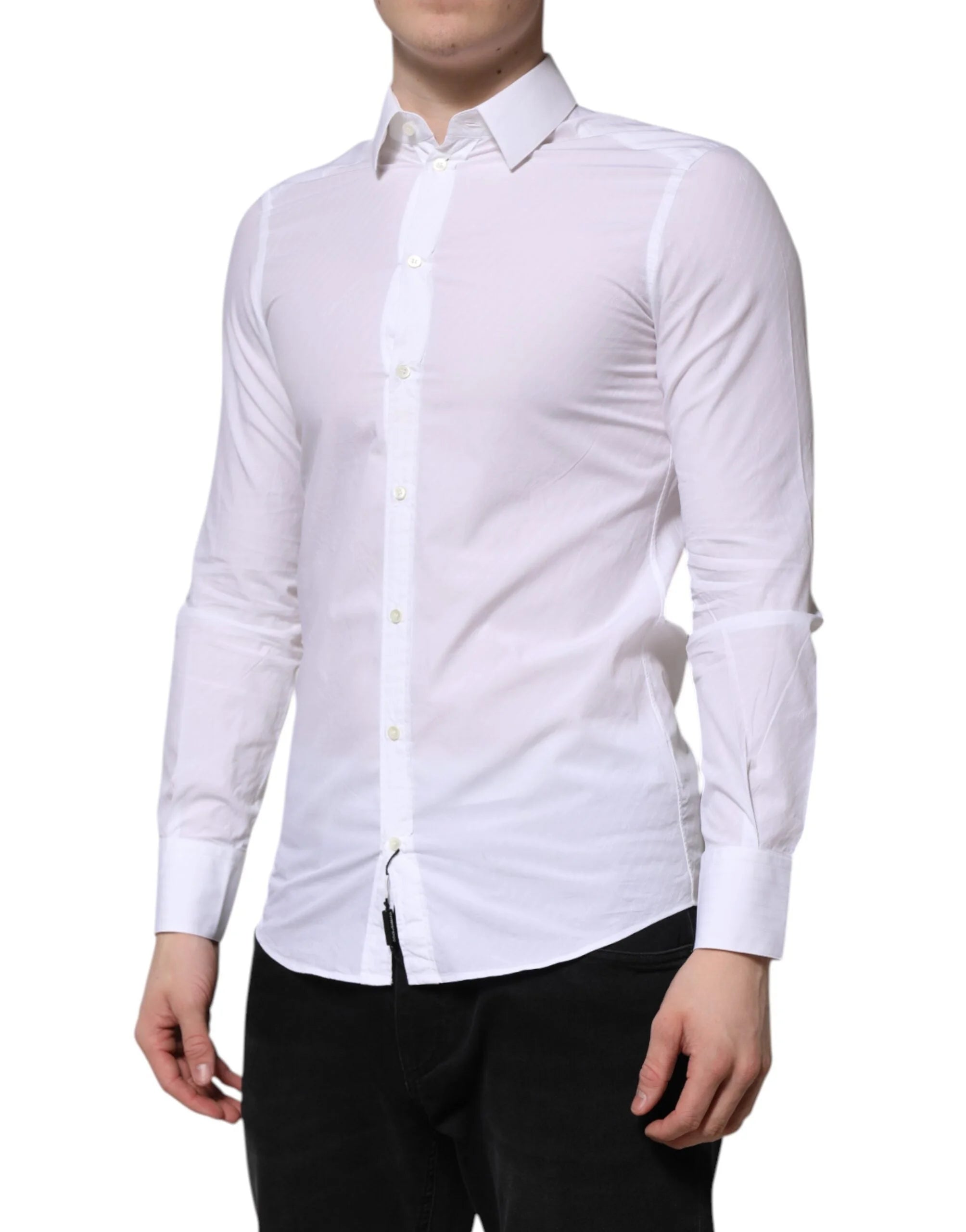 Dolce & Gabbana White Cotton MARTINI Long Sleeve Dress Shirt - IT37 | XS - Shirts
