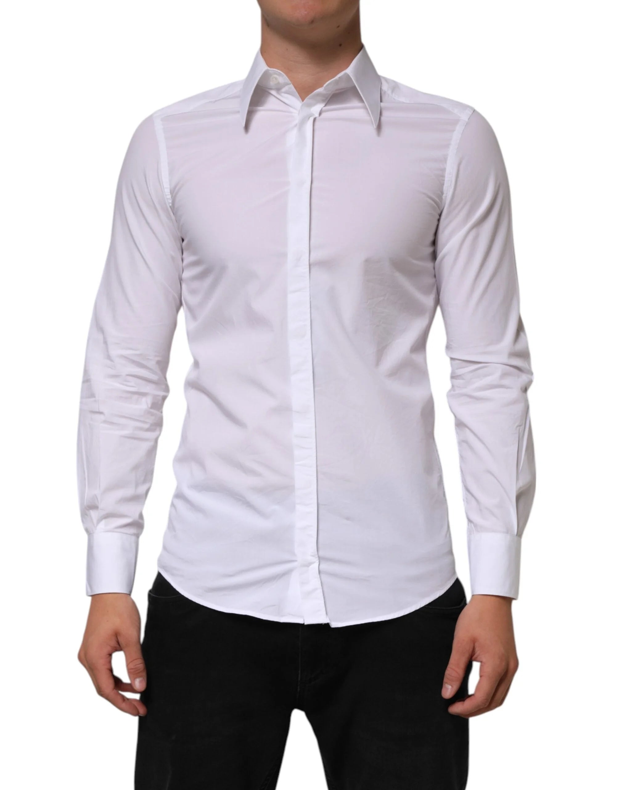 Dolce & Gabbana White Cotton MARTINI Long Sleeve Dress Shirt - IT37 | XS - Shirts