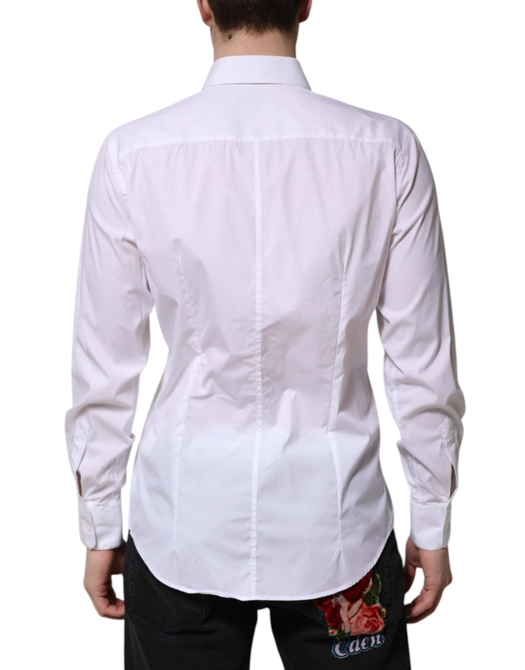 Dolce & Gabbana White Cotton MARTINI Long Sleeve Dress Shirt - IT40 | M - Shirts