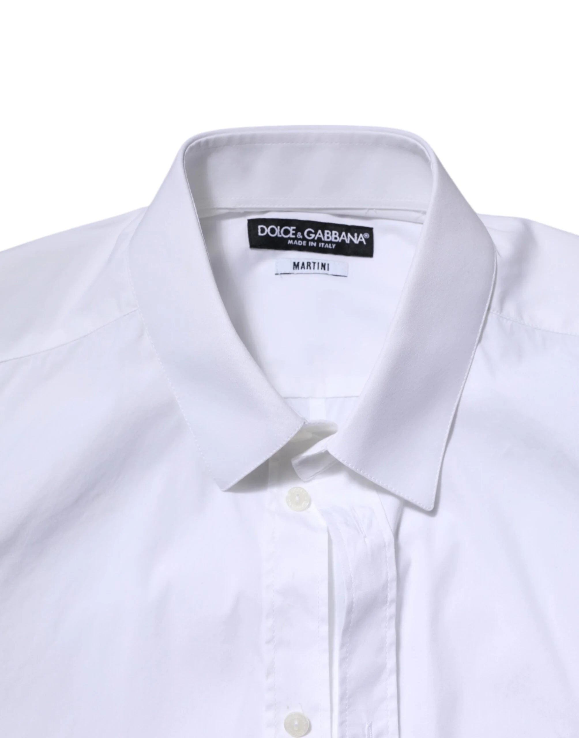Dolce & Gabbana White Cotton MARTINI Long Sleeve Dress Shirt - IT40 | M - Shirts